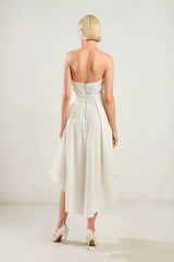 LIFES COMPASS WHITE STRAPLESS MIDI DRESS
