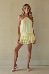 Maxine Chiffon Ruffle Mini Romper Dress