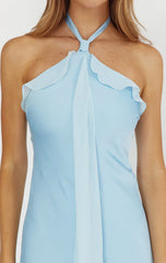 LUMIÈRE HALTER MAXI DRESS BABY BLUE