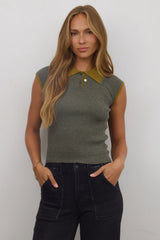 Becca Ribbed Top in Olive FINAL SALE