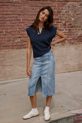 Aliza Denim Midi Skirt