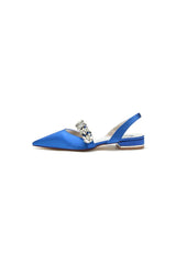 Pointed Toe Rhinestone Wedding Flats Low Heel Bridal Shoes