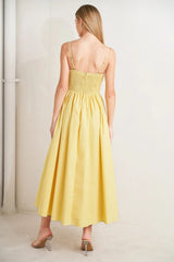 LEMON KISS BUTTER YELLOW MIDI DRESS
