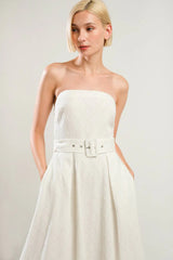 LIFES COMPASS WHITE STRAPLESS MIDI DRESS