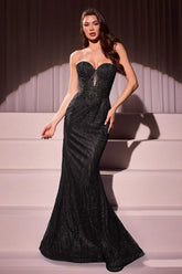 Maddox Gown Black STRAPLESS GLITTER EMBELLISHED GOWN