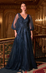 CHARITY GOWN TULLE A LINE GOWN WITH SHEER SLEEVES