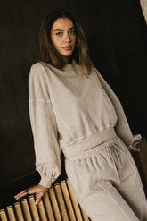 Sutton Exposed Seam Crewneck in Bone FINAL SALE