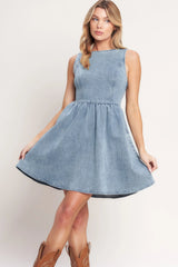 CASUAL POLISHED DENIM MINI DRESS FINAL SALE