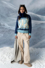 Malinda Mixed Media Baggy Pants in Cream