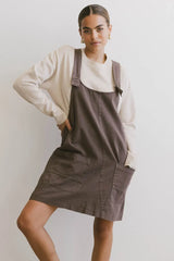 Britt Overall Dress in Brown FINAL SALE
