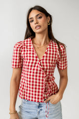 Callie Gingham Blouse in Red