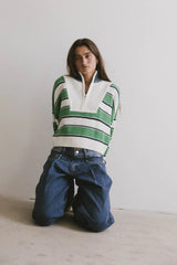 Kandy Half Zip Sweater in Green FINAL SALE