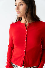 Maddy Button Up Cardigan in Red FINAL SALE