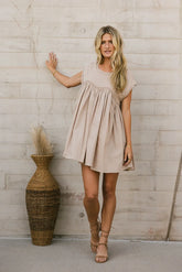 Livia Contrast Mini Dress in Taupe FINAL SALE