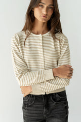 Edesse Striped Cardigan in Taupe