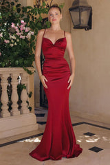 PAIGE GOWN FITTED SATIN DRESS