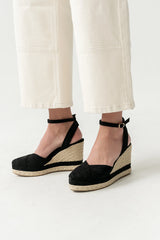 Becca Wedge Sandal in Black