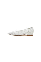 Pointed Toe Lace Wedding Flats Low Heel Bridal Shoes
