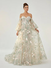 A Line Light Green Sweetheart Pearl Wedding Dress