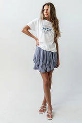 Cole Ruffle Mini Skirt in Light Blue