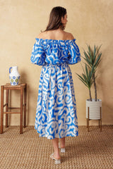 BEACH DAY TOP SKIRT SET BLUE WHITE