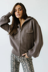 Markus Knit Bomber Jacket in Mocha FINAL SALE