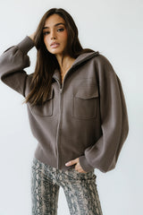 Markus Knit Bomber Jacket in Mocha FINAL SALE