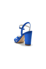 Simple Open Toe Block Heels with Ankle Strap