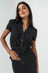 Malia Polka Dot Collared Blouse