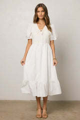Jozette Floral Midi Dress in Off White FINAL SALE