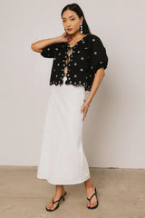 Kara Embroidered Blouse in Black FINAL SALE