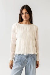 Zuri Smocked Blouse in Cream FINAL SALE