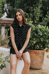 Marina Floral Button Up in Black