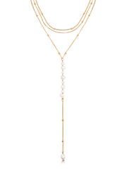 Coastal Pearl Lariat Necklace