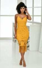 Khaleesi Dress Mustard Lace Dress With Fringe
