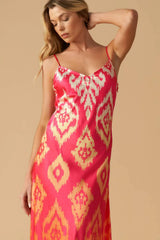 INDIE PINK IKAT SLIP DRESS