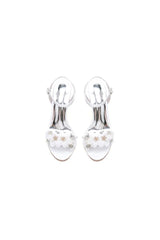 Open Toe Floral Beading Stiletto Heels