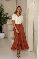 Mira Maxi Skirt in Marsala FINAL SALE