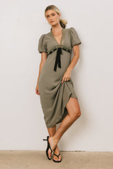 Selah Lace Trim Midi Dress in Sage FINAL SALE