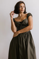 Patricia Midi Dress in Olive FINAL SALE