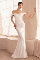 Tinsley Gown Stretch Off The Shoulder Dress Off White
