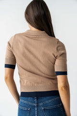 Delilah Contrast Sweater in Taupe