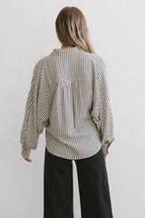 Niri Striped Button Up in Charcoal FINAL SALE
