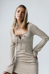 Venice Striped Mini Dress in Cream