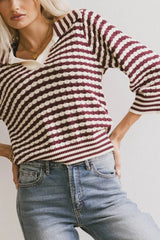 Mason Collared Sweater in Burgundy FINAL SALE