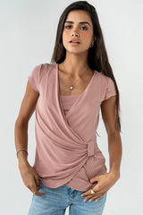 Brenda Cross Top in Mauve