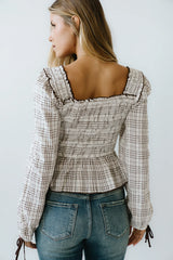 Vale Smocked Blouse in Mocha FINAL SALE