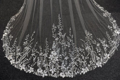 Vintage Flower Lace Veil Cathedral Tulle Bridal veil