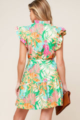 PORT OF CALL MINI DRESS GREEN MULTI