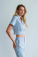 Madie Gingham Button Up in Blue